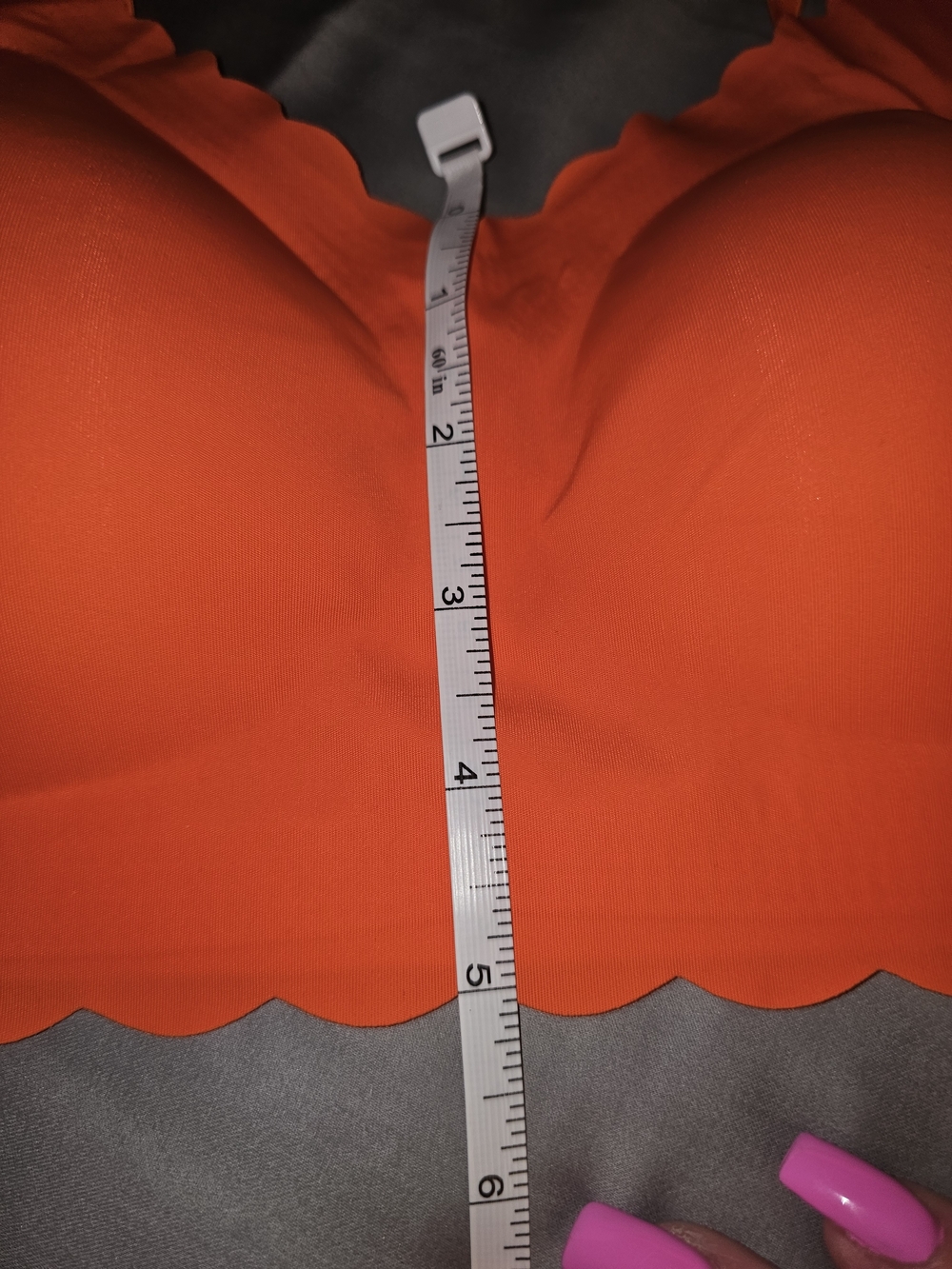 Scalloped Seamless Bralette in Bright Orange And Pink